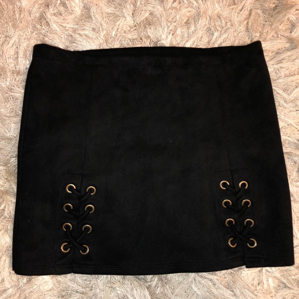 black skirt with lace up detail!